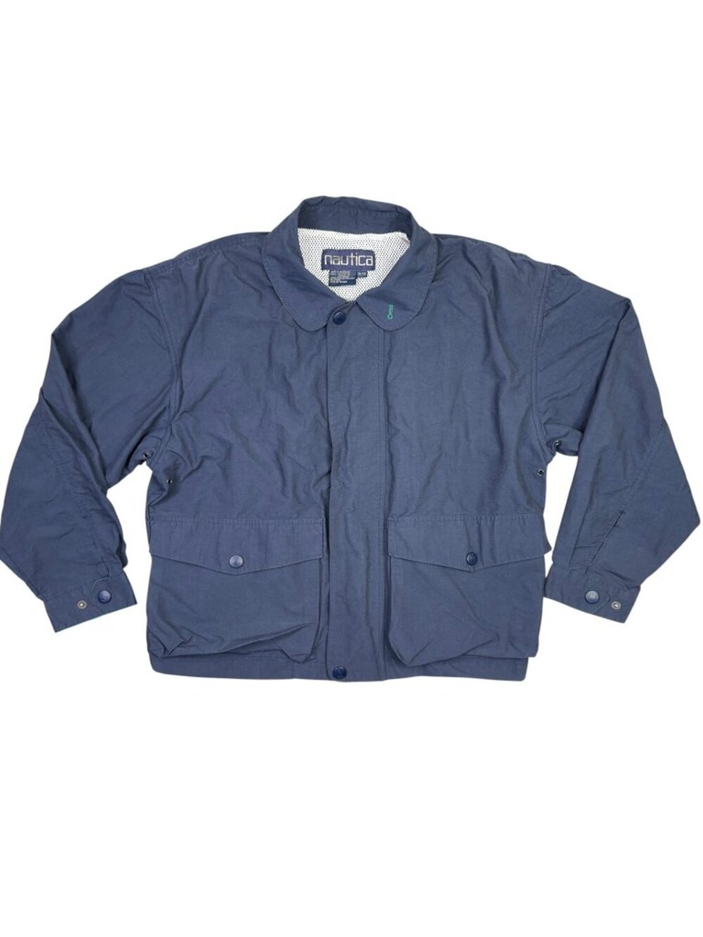 Nautica Sailing Deck Jacket Mens XL Navy Blue Flag Tape Field Coat Vintage 90s